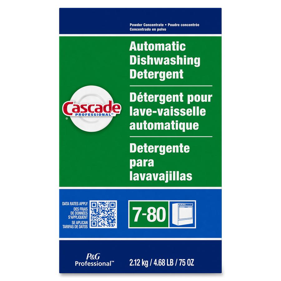 Cascade Professional Automatic Dishwasher Detergent Powder - For Dish - 75 oz (4.69 lb) - Fresh Scent - 7 / Carton - Phosphate-free - White. Picture 4