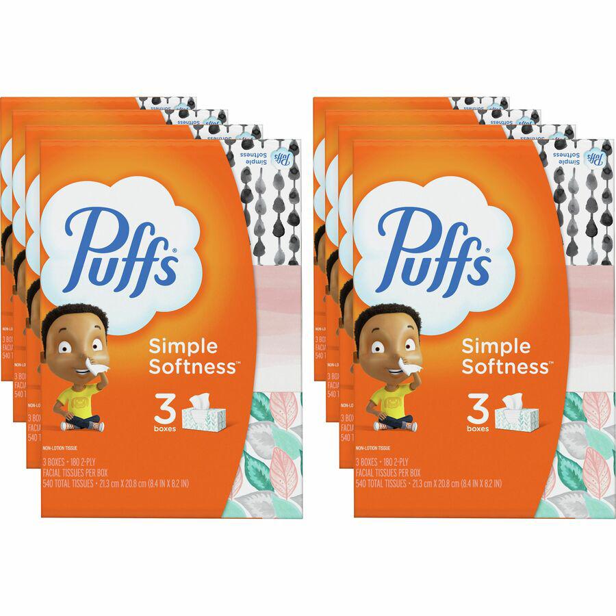 Puffs Basic Facial Tissues - 2 Ply - Assorted - 180 Per Box - 24 / Carton. Picture 3