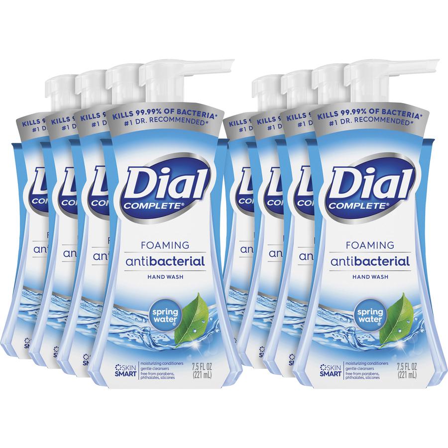 Dial Complete Spring Water Foaming Soap - Spring Water ScentFor - 7.5 fl oz (221.8 mL) - Pump Bottle Dispenser - Kill Germs - Hand - Blue - 8 / Carton. Picture 3