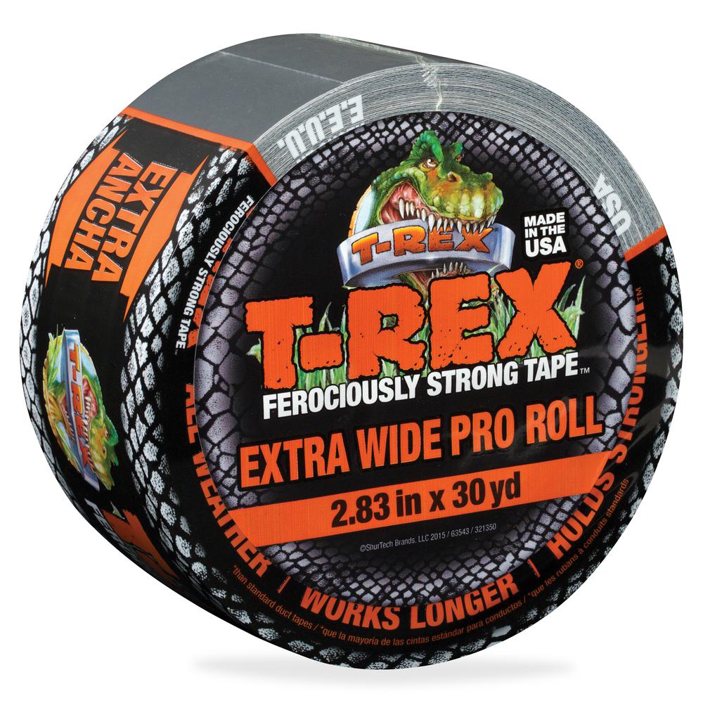 T-REX Ferociously Strong Tape - 30 yd Length x 2.83" Width - Polyethylene, Cloth - 1 / Roll - Silver. Picture 2