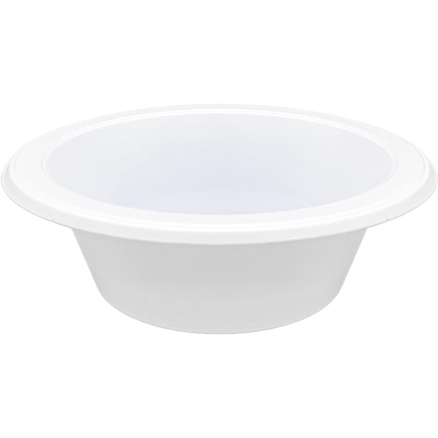 Genuine Joe 12 oz Reusable Plastic Bowls - 125 / Pack - Serving - Disposable - White - Plastic Body - 8 / Carton. Picture 2