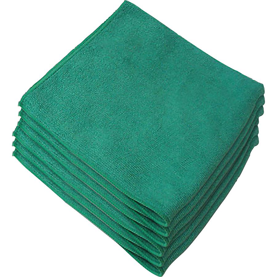 Genuine Joe General Purpose Microfiber Cloth - Cloth - 16" Width x 16" Length - 180 / Carton - Green. Picture 2