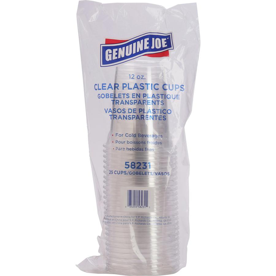 Genuine Joe Clear Plastic Cups - 25 - 12 fl oz - 500 / Carton - Clear - Plastic - Cold Drink, Beverage. Picture 2