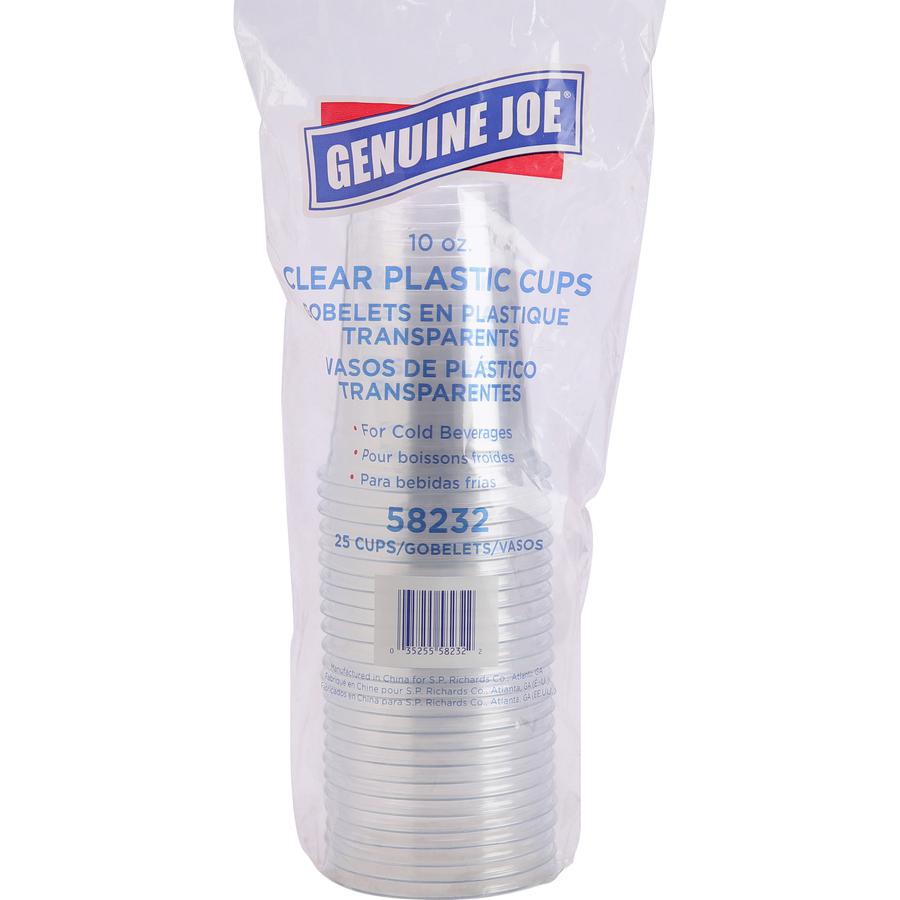 Genuine Joe 10 oz Clear Plastic Cups - 25 / Pack - 20 / Carton - Clear - Plastic - Cold Drink, Beverage. Picture 4
