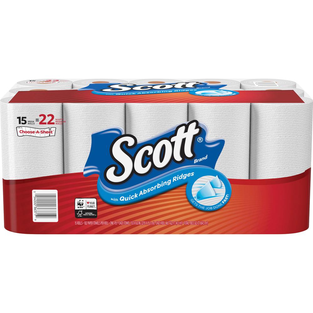 Scott Choose-A-Sheet Paper Towels - Mega Rolls - 1 Ply - 102 Sheets ...