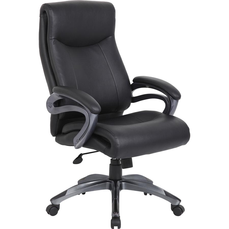 Boss B8661 Executive Chair - Black LeatherPlus Seat - Gray Leather Back - Black, Gray Nylon Frame - 5-star Base - 1 Each. Picture 2