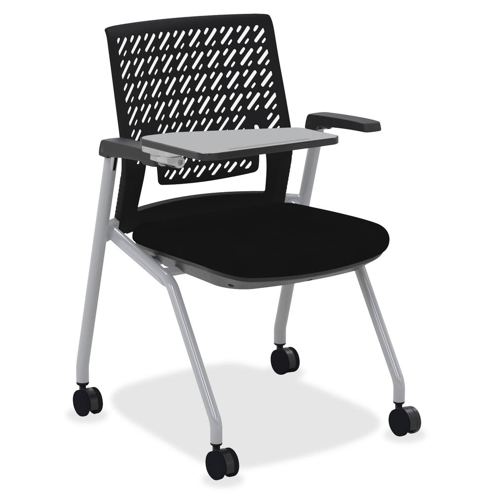 Mayline Thesis - Flex Back, Tablet - Black Fabric Seat - Poly Back - Gray Frame - Four-legged Base - 18.25" Seat Width x 17.50" Seat Depth - 24" Width x 25.3" Depth x 33.3" Height - 2 / Carton. Picture 4