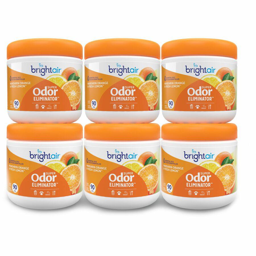 Bright Air Super Odor Eliminator Air Freshener - 14 fl oz (0.4 quart) - Fresh Lemon, Mandarin Orange - 60 Day - 6 / Carton. Picture 13