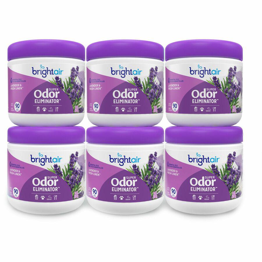 Bright Air Super Odor Eliminator Air Freshener - 14 fl oz (0.4 quart) - Fresh Linen, Lavender - 60 Day - 6 / Carton. Picture 11