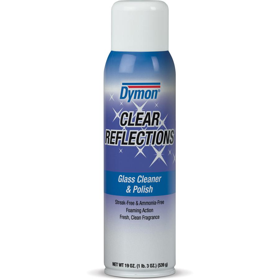 Dymon Clear Reflections Aerosol Glass Cleaner - 19 fl oz (0.6 quart) - 12 / Carton - Residue-free - Silver, Blue. Picture 3