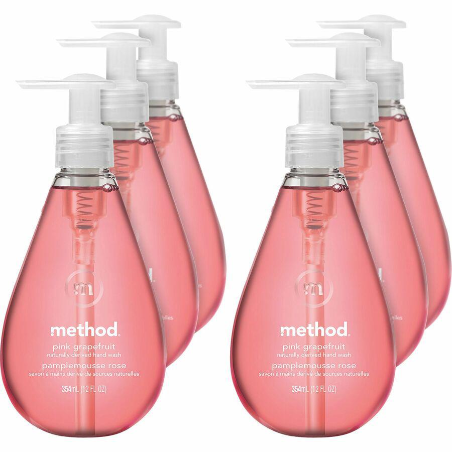 Method Gel Hand Soap - Pink Grapefruit ScentFor - 12 fl oz (354.9 mL) - Pump Bottle Dispenser - Hand - Pink - Non-toxic, Triclosan-free - 6 / Carton. Picture 7