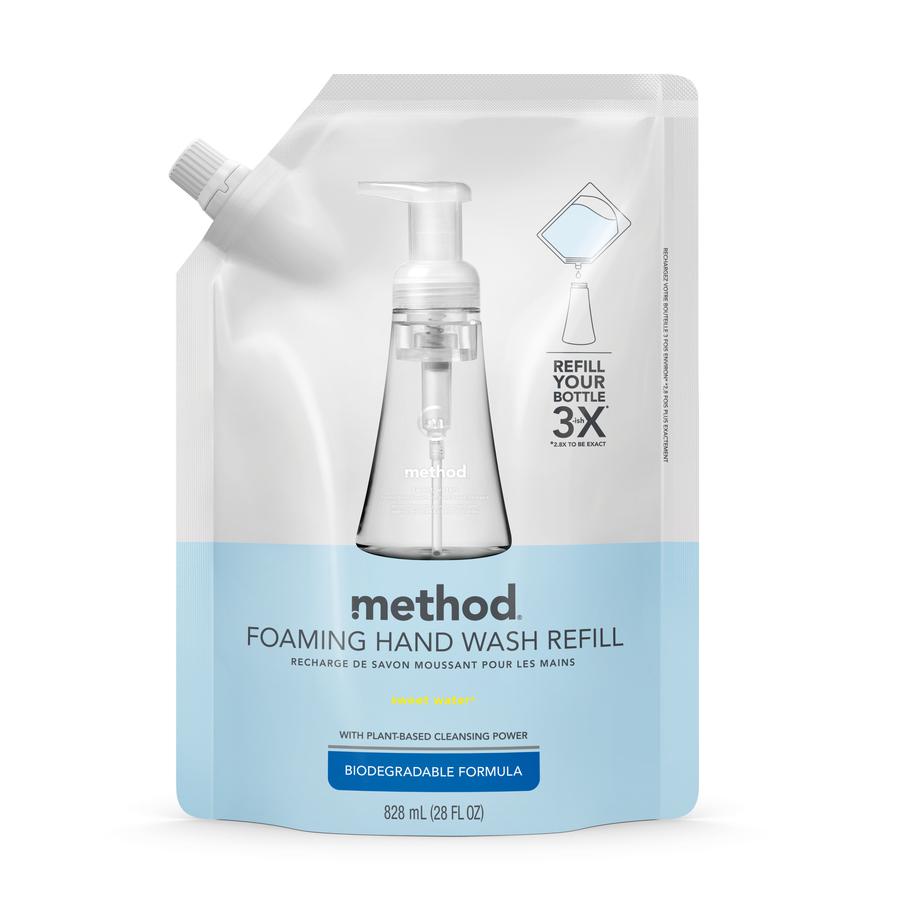 Method Foaming Hand Soap Refill - Sweet Water ScentFor - 28 fl oz (828.1 mL) - Hand - Clear - Triclosan-free - 4 / Carton. Picture 4