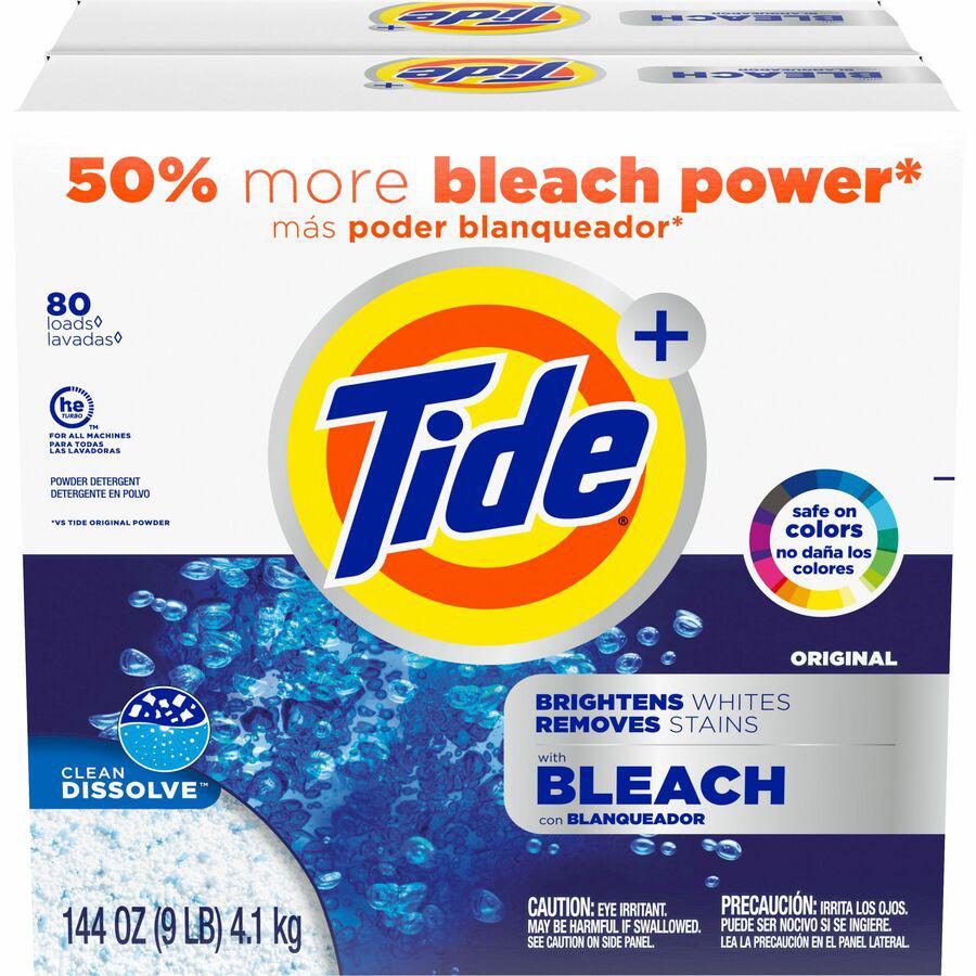 Tide Vivid Plus Bleach Detergent - 144 oz (9 lb) - Original Scent - 2 / Carton - Machine Washable, Moisture Resistant, Residue-free, Non-chlorine Bleached, Phosphate-free, Anti-septic - White. Picture 8