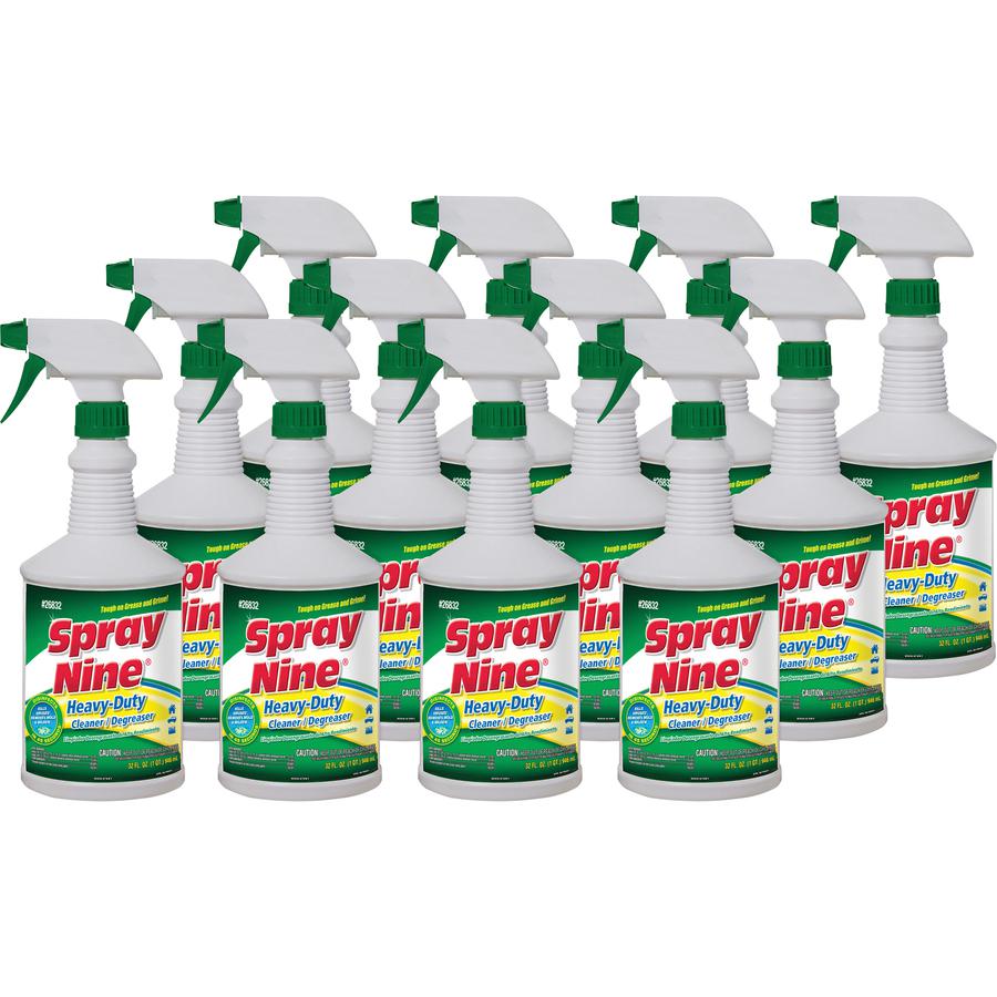 Spray Nine Heavy-Duty Cleaner/Degreaser w/Disinfectant - Spray - 32 fl oz (1 quart) - Bottle - 12 / Carton - Clear. Picture 5