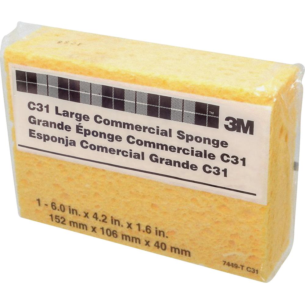 3M Cellulose Sponge - 1.6" Height x 6" Width x 4.3" Depth - 24/Carton - Cellulose - Beige. Picture 2