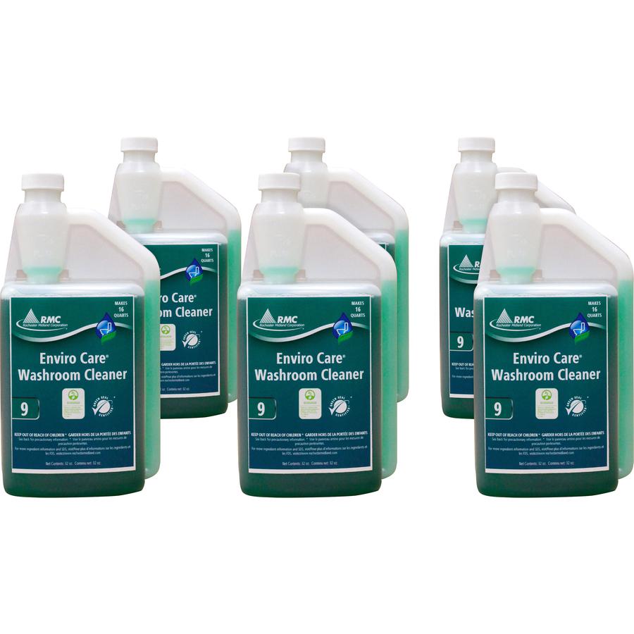 RMC Enviro Care Washroom Cleaner - Concentrate - 32 fl oz (1 quart) - 6 / Carton - Bio-based, Phosphate-free, Non-toxic - Blue, Green. Picture 3