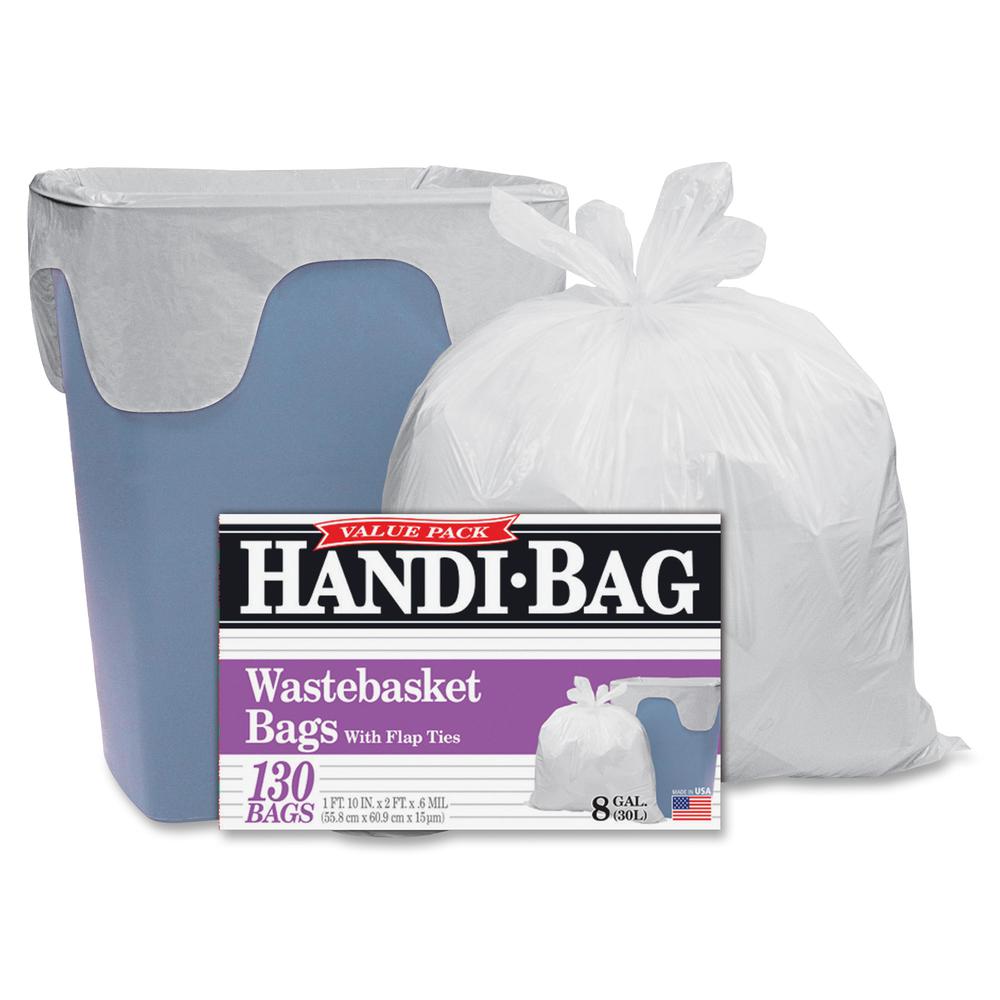 Berry Handi-Bag Wastebasket Bags - Small Size - 8 gal Capacity - 21.50" Width x 24" Length - 0.60 mil (15 Micron) Thickness - White - Hexene Resin - 6/Carton - 130 Per Box - Home, Office. Picture 2