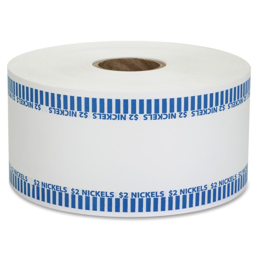 PAP-R Color-coded Coin Machine Wrappers - 1000 ft Length - 1900 Wrap(s)Total $2.00 in 40 Coins of 5¢ Denomination - 15 lb Basis Weight - Kraft - Blue, White - 1900 / Roll. Picture 6