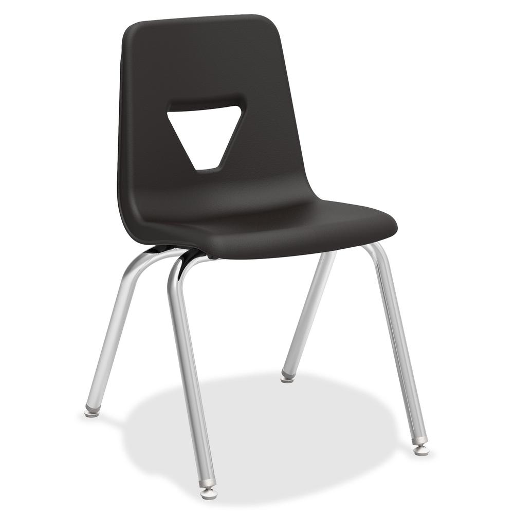 Lorell 18" Seat-height Student Stack Chairs - Four-legged Base - Black - Polypropylene - 4 / Carton. Picture 8