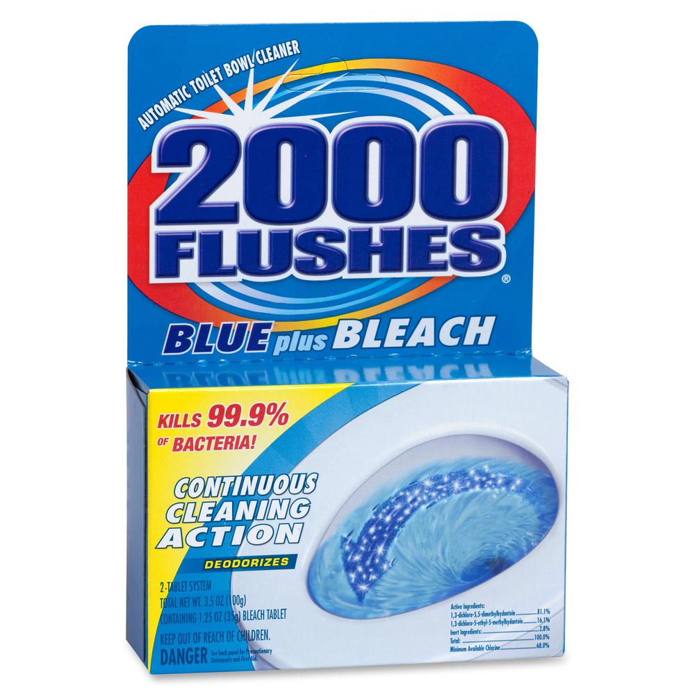 WD-40 2000 Flushes Blue/Bleach Bowl Cleaner Tablets - Concentrate - 3.50 oz (0.22 lb) - 12 / Carton - Antibacterial, Deodorant - Blue. Picture 7