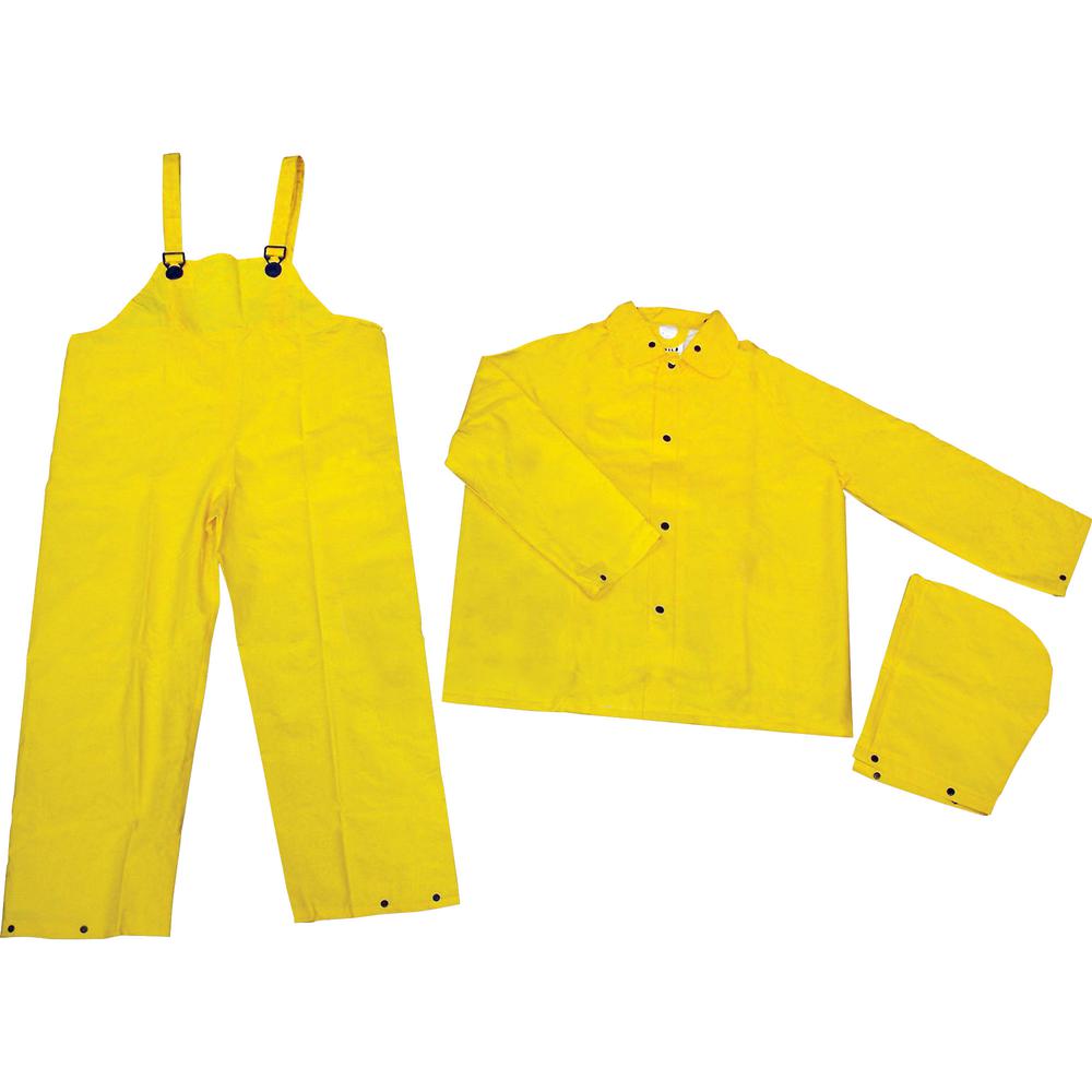 River City Three-piece Rainsuit - Recommended for: Agriculture, Construction, Transportation, Sanitation, Carpentry, Landscaping - Large Size - Water Protection - Snap Closure - Polyester, Polyvinyl C. Picture 2