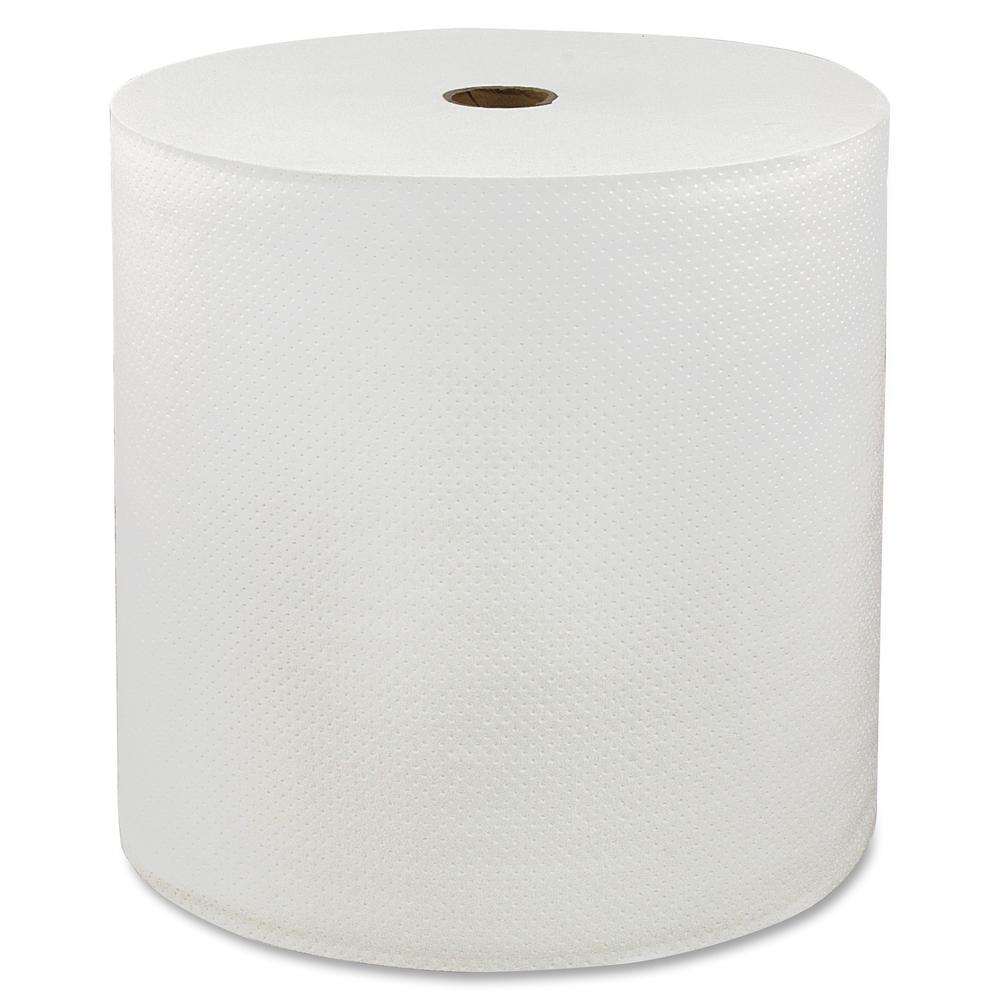 LoCor Paper Hardwound Roll Towels - 1 Ply - 7" x 850 ft - White - Embossed, Absorbent, Soft - For Restroom, Washroom - 6 Rolls Per Carton - 6 / Carton. Picture 2