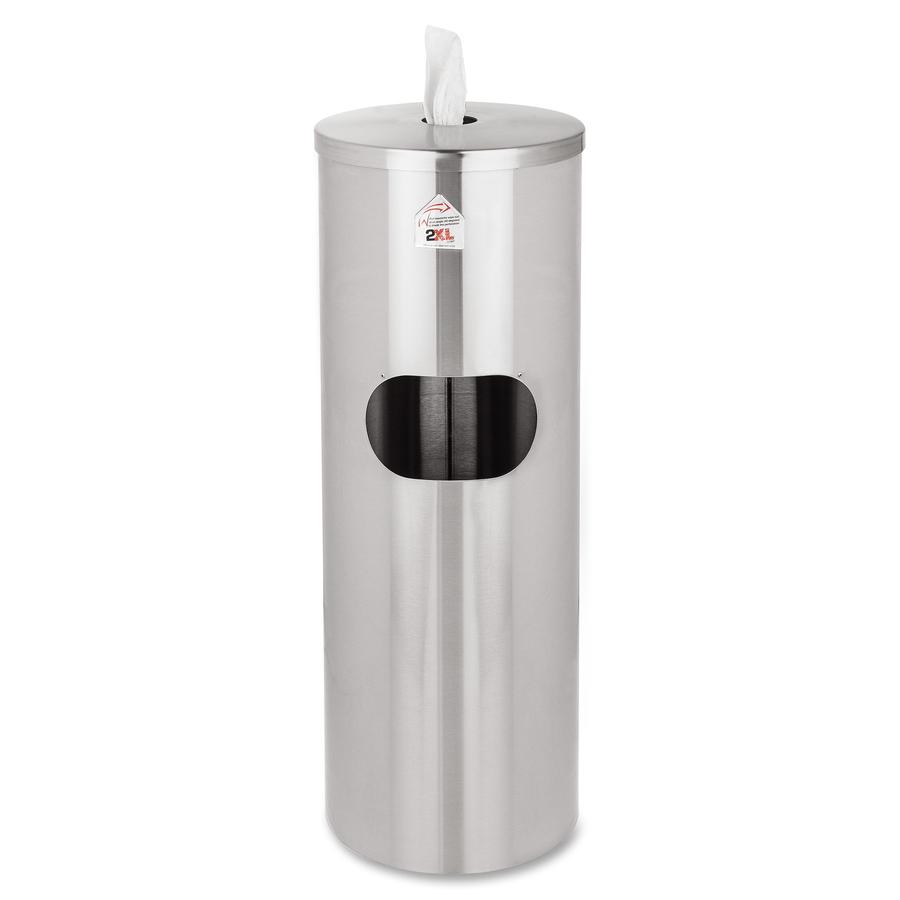 2XL Stainless Steel Stand Wiper Dispenser - 39" Height - Stainless Steel - Stainless Steel - Smudge Resistant - 1 Each. Picture 2