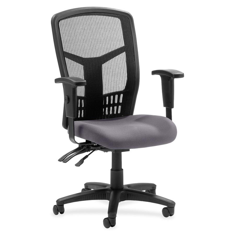 Lorell Executive High-back Mesh Chair - Canyon Carbon Antimicrobial Vinyl Seat - Black Mesh Back - Black Steel, Plastic Frame - High Back - 5-star Base - Carbon, Canyon - 1 Each. Picture 2