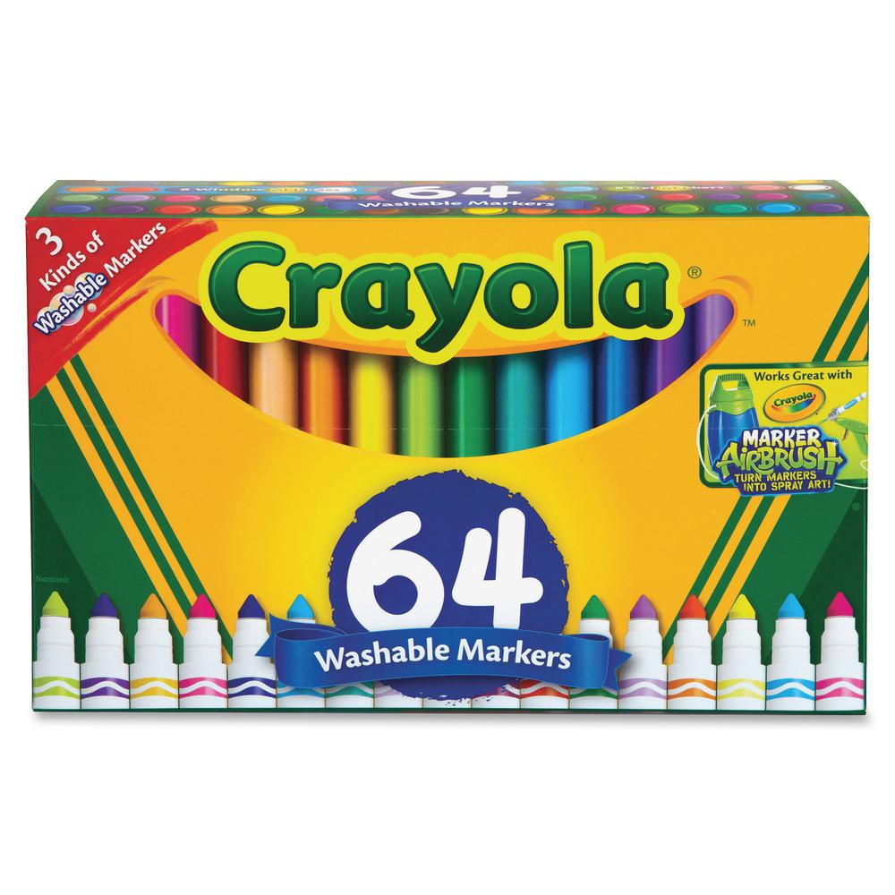 Crayola Washable Markers - Conical Marker Point StyleGel-based Ink - 64 / Set. Picture 2
