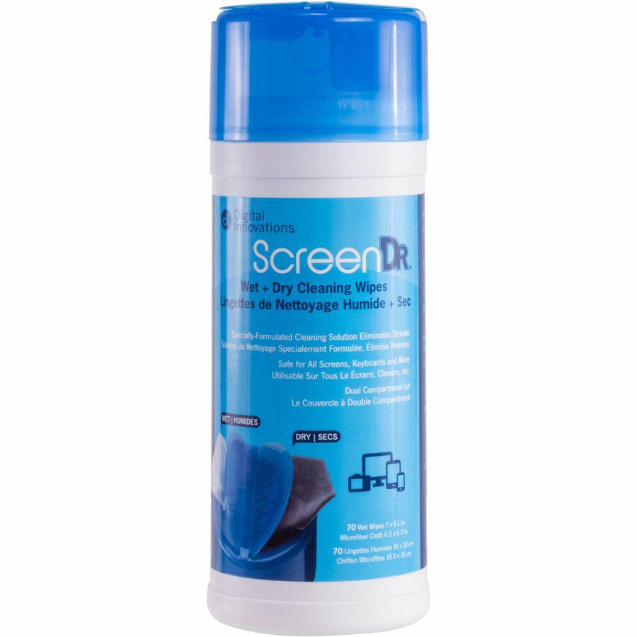 Digital Innovations ScreenDr Wet/Dry Streak-Free Wipes, 70-pack - For Electronic Equipment, Display Screen - Alcohol-free, Ammonia-free, Streak-free, Non-abrasive, Anti-static, Soft - 70 / Pack - 1 Ea. Picture 2
