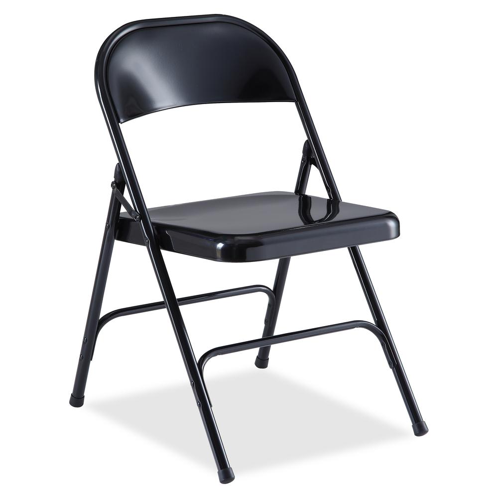 Lorell Folding Chairs - Powder Coated Steel Frame - Black - 4 / Carton. Picture 2