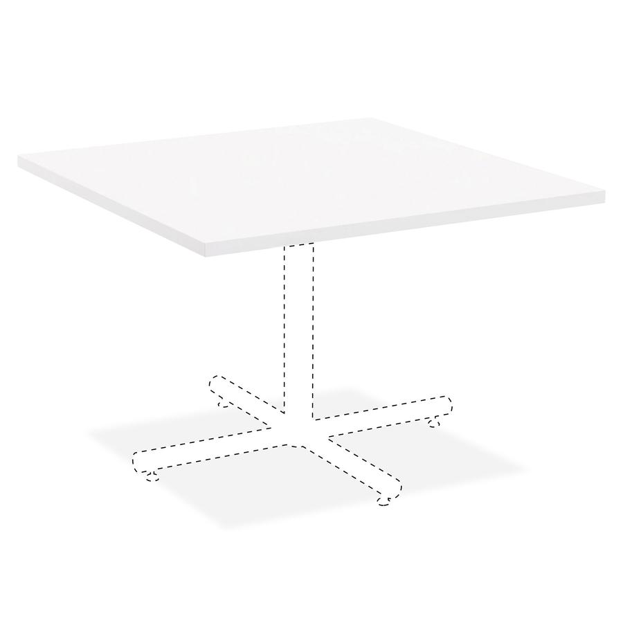 Lorell Hospitality Collection Tabletop - High Pressure Laminate (HPL) Square, White Top - 36" Table Top Width x 36" Table Top Depth x 1" Table Top Thickness - Assembly Required - Thermofused Laminate . Picture 5