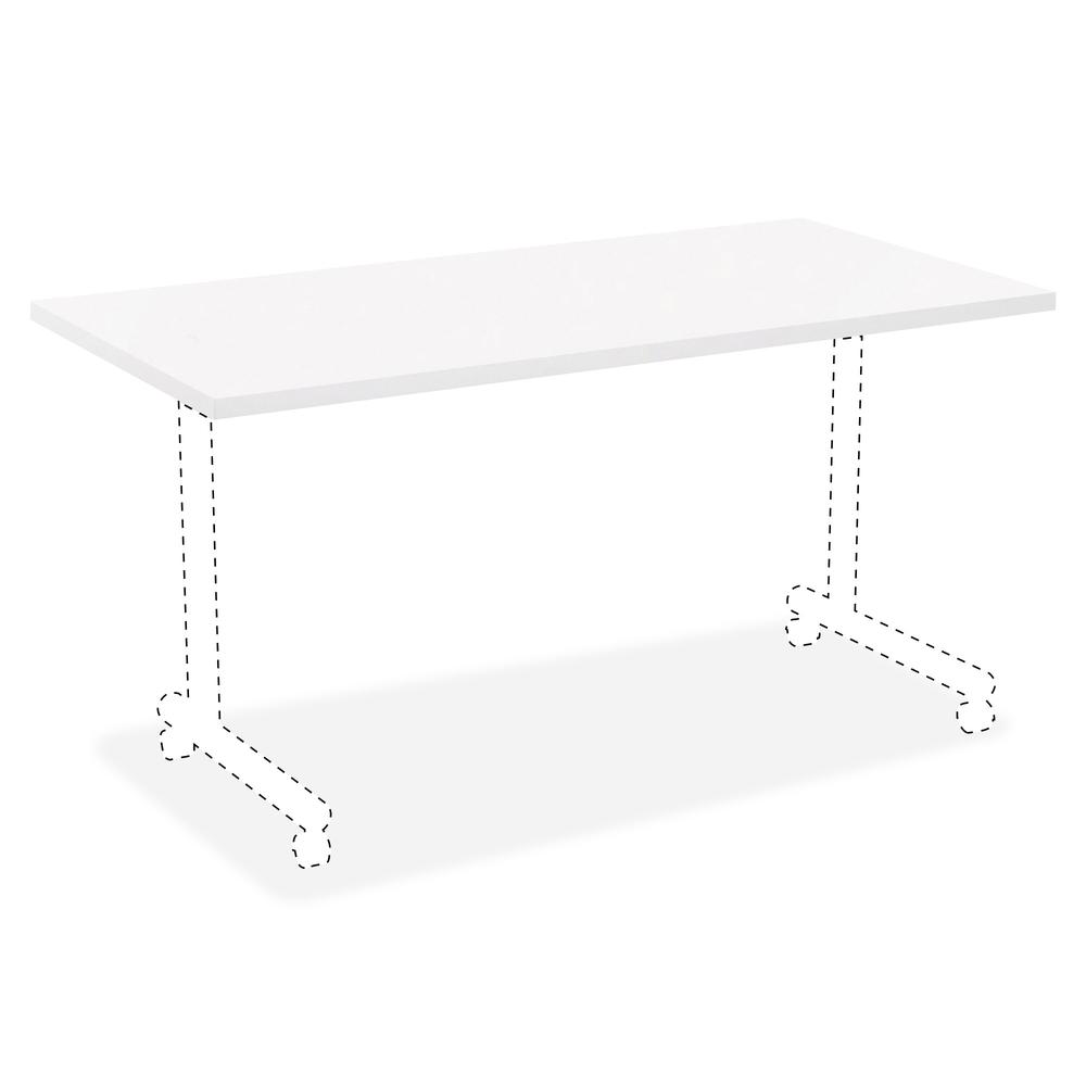 Lorell White Laminate Rectangular Invent Tabletop - White Laminate Rectangle Top x 72" Table Top Width x 24" Table Top Depth x 1" Table Top Thickness - Assembly Required. Picture 3