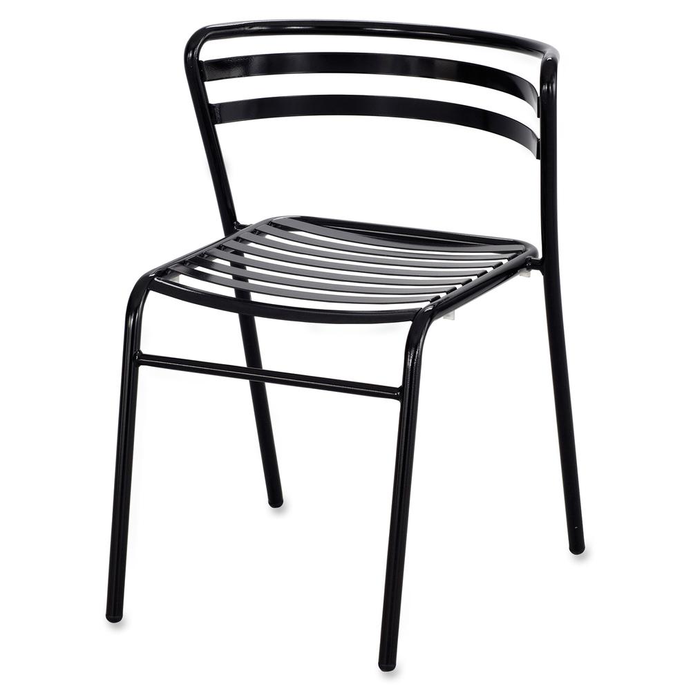 Safco Multipurpose Stacking Metal Chairs - Slate Seat - Slate Back - Black Tubular Steel Frame - Low Back - Four-legged Base - Metal - 2 / Carton. Picture 2