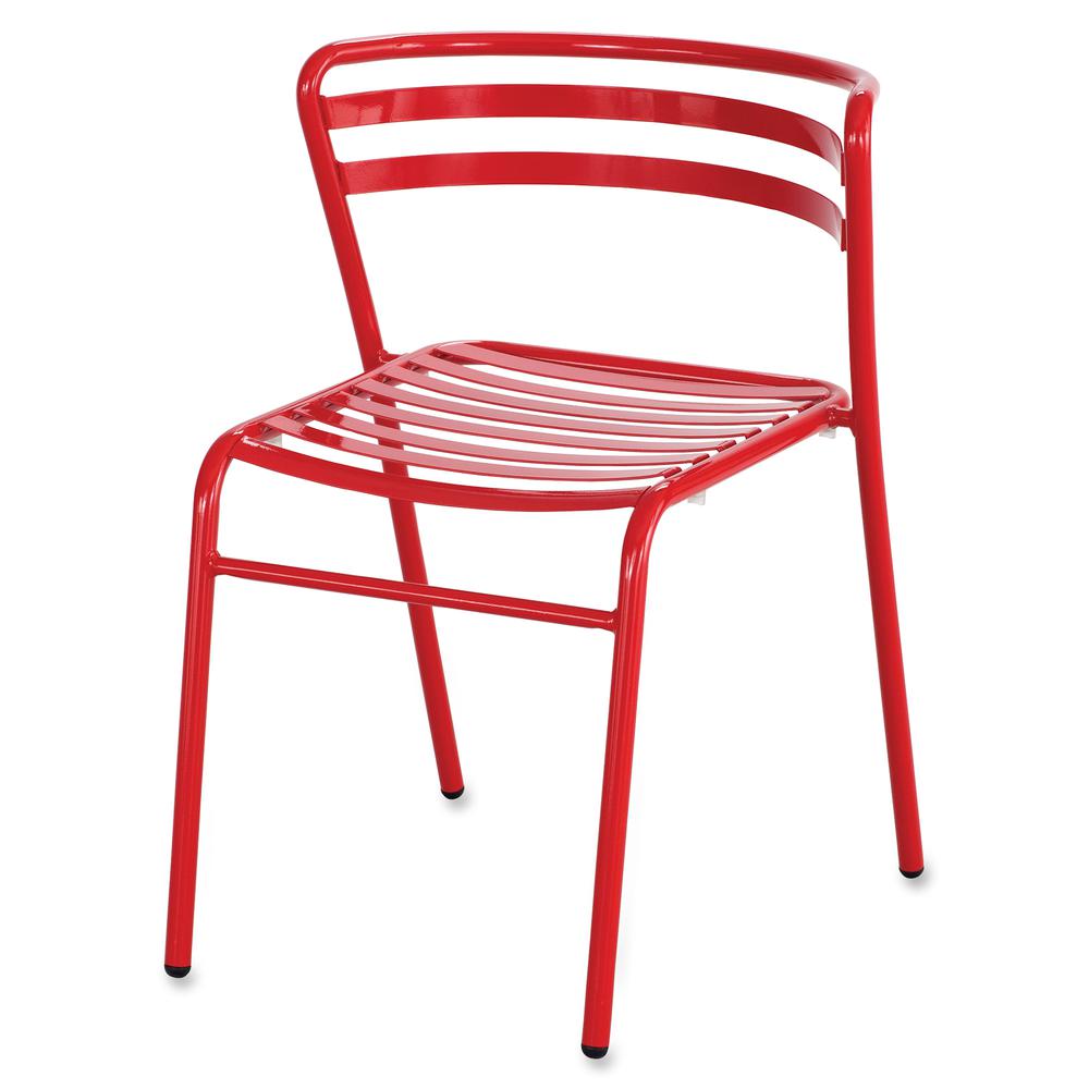 Safco Multipurpose Stacking Metal Chairs - Slate Seat - Slate Back - Red Tubular Steel Frame - Low Back - Four-legged Base - Metal - 2 / Carton. Picture 2