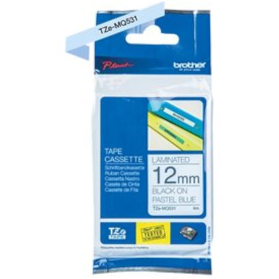 Brother PTouch 1/2" Laminated TZe Tape - 15/32" - Pastel Blue, Clear - 1 Each. Picture 2