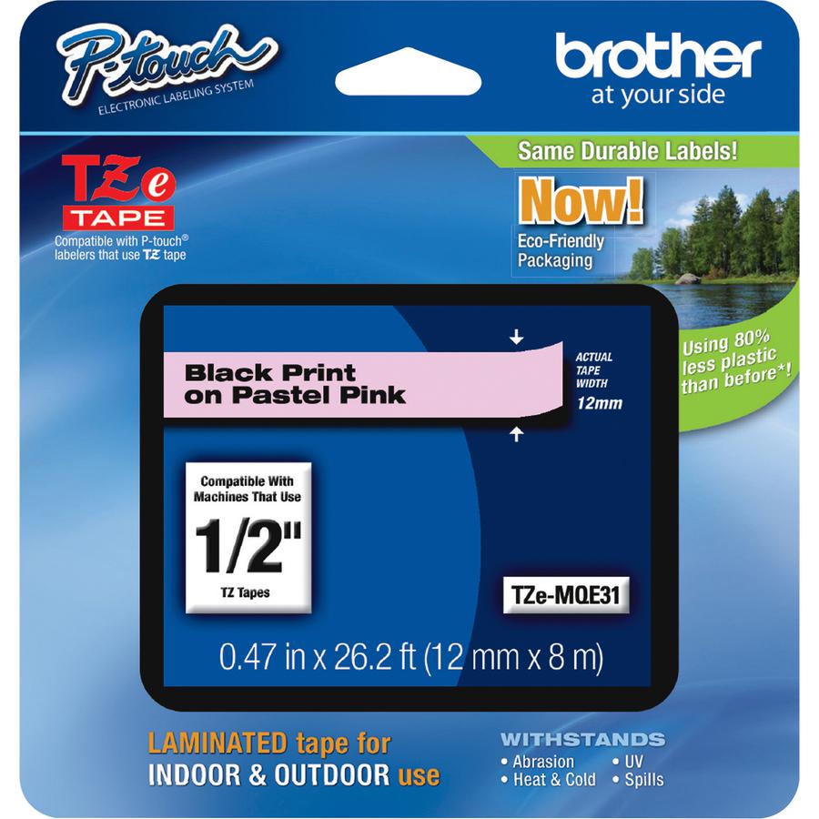 Brother P-Touch TZe Laminated Tape - 15/32" Width - Pastel Pink - 1 Each. Picture 2