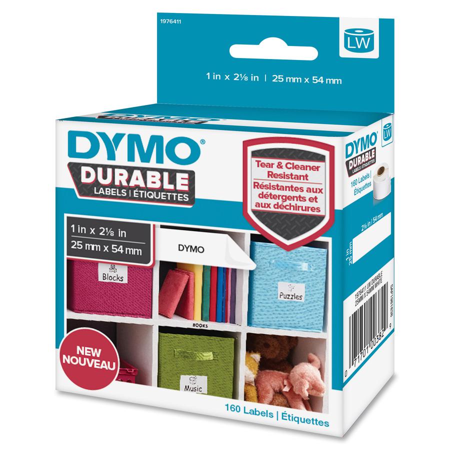Dymo LabelWriter Labels - 1" Width x 2 1/8" Length - Permanent Adhesive - Thermal Transfer - White - Plastic, Polypropylene - 160 / Roll - 160 Box. Picture 2