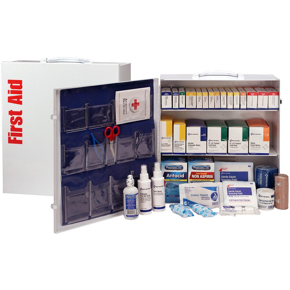 First Aid Only 3-Shelf First Aid Cabinet with Medications - ANSI Compliant - 675 x Piece(s) For 100 x Individual(s) - 15.5" Height x 17" Width x 5.8" Depth Length - Steel Case - 1 Each. Picture 3