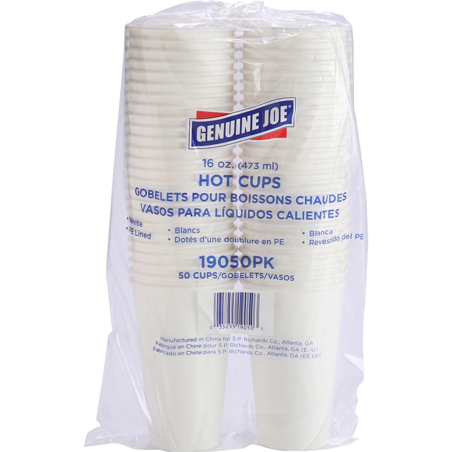 Genuine Joe Disposable Hot Cup - 50 - 16 fl oz - 1000 / Carton - White - Coffee, Hot Drink. Picture 3