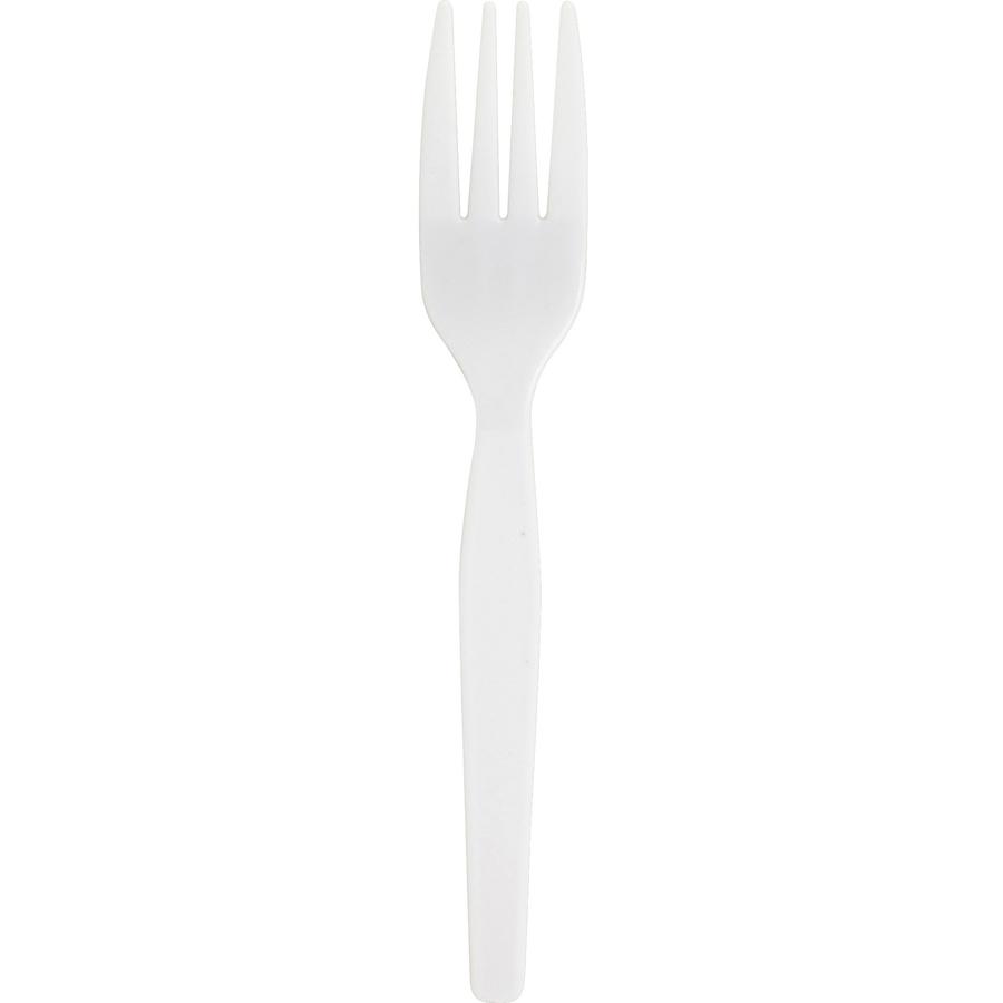 Genuine Joe Heavyweight Disposable Forks - 1 Piece(s) - 1000/Carton - 1 x Fork - Disposable - White. Picture 2