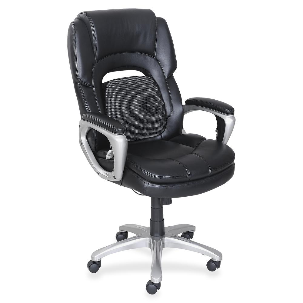 Lorell Wellness by Design Accucel Executive Chair - Ethylene Vinyl Acetate (EVA) Back - 5-star Base - Black - Bonded Leather - 1 Each. Picture 2