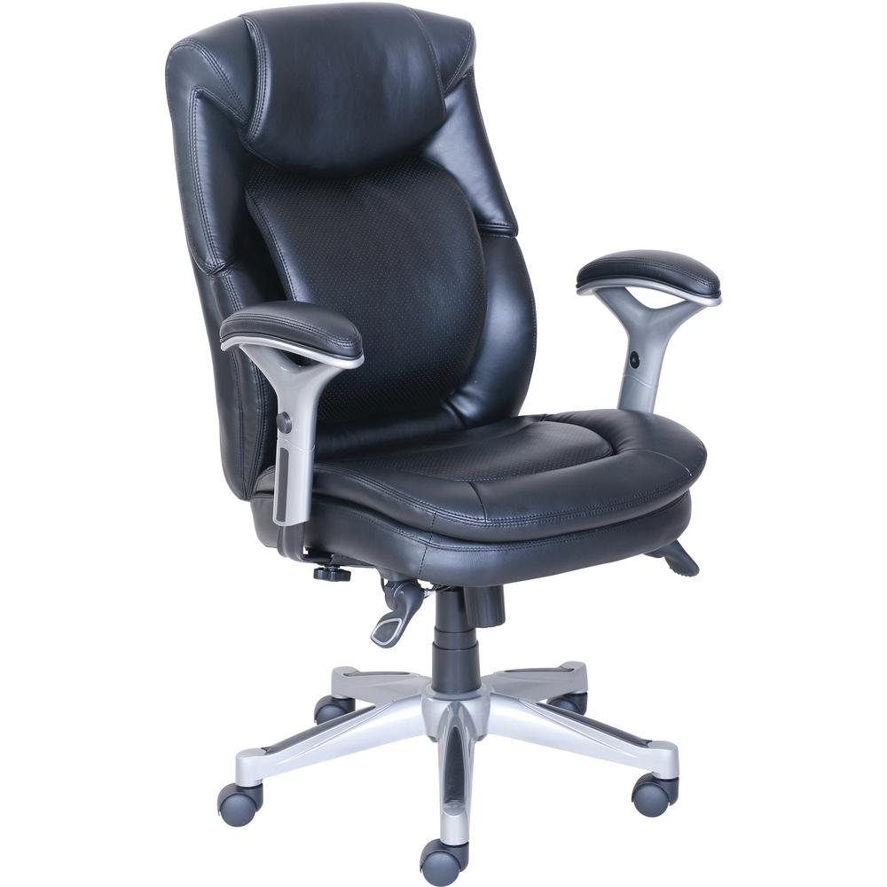 Lorell Wellness by Design Executive Chair - 5-star Base - Black - Bonded Leather - 1 Each. Picture 3
