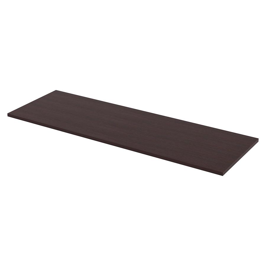 Lorell Utility Table Top - Espresso Rectangle, Laminated Top - 72" Table Top Width x 24" Table Top Depth x 1" Table Top Thickness - Assembly Required. Picture 6
