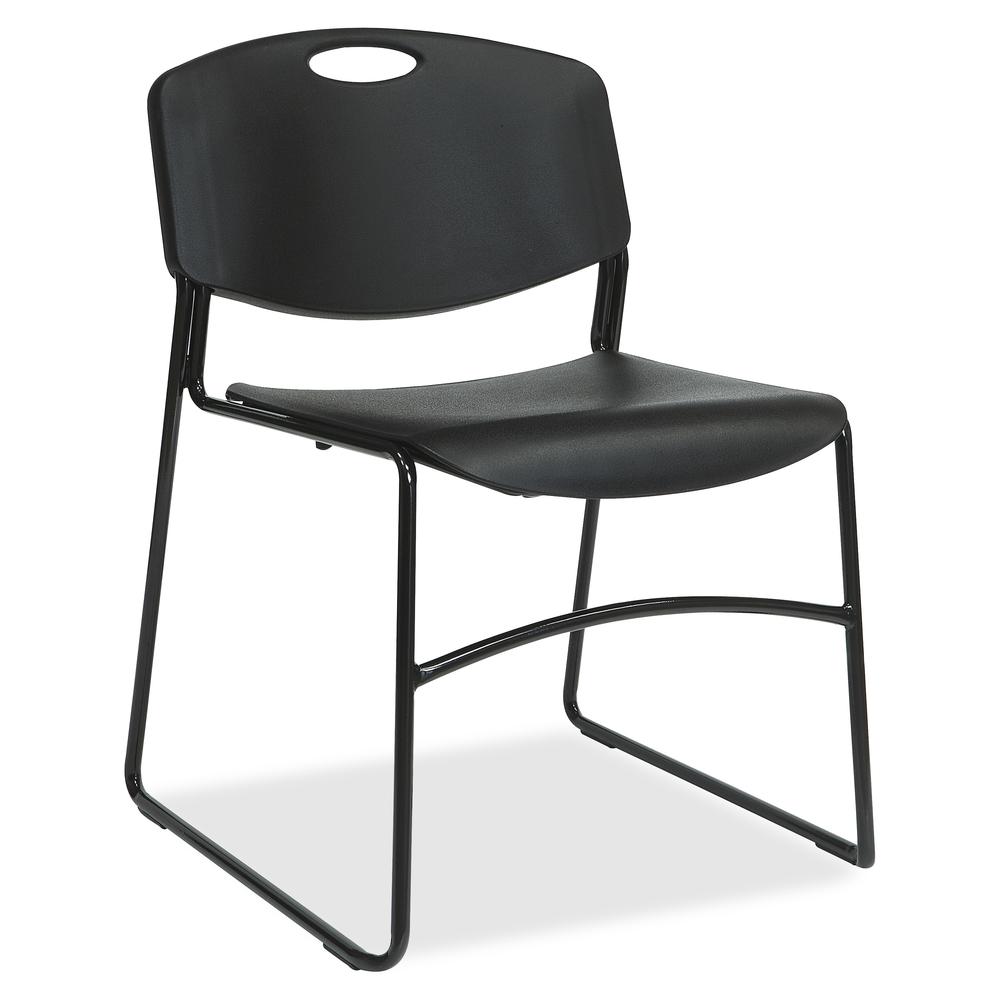 Lorell Heavy-duty Bistro Stack Chairs - 4/CT - Plastic Seat - Plastic Back - Steel Frame - Black - 4 / Carton. Picture 2