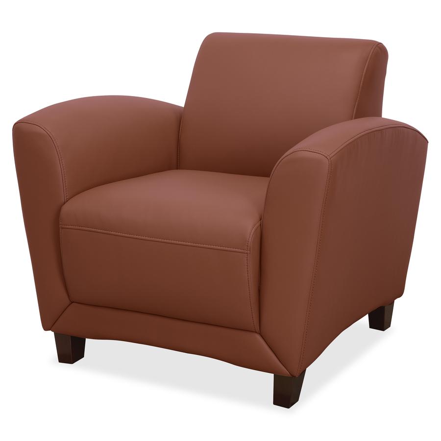Lorell Accession Club Chair - Four-legged Base - Tan - Bonded Leather - Armrest - 1 Each. Picture 3
