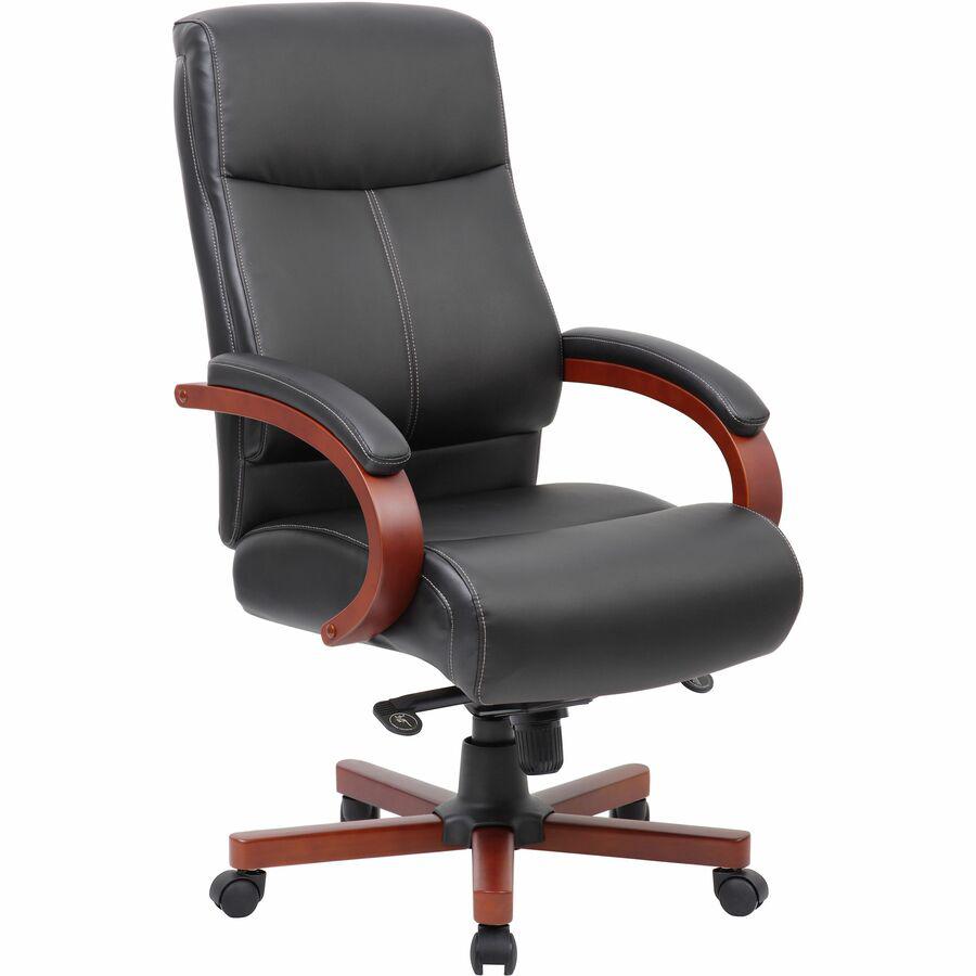 Lorell Executive Chair - Black, Mahogany - 1 Each. Picture 7