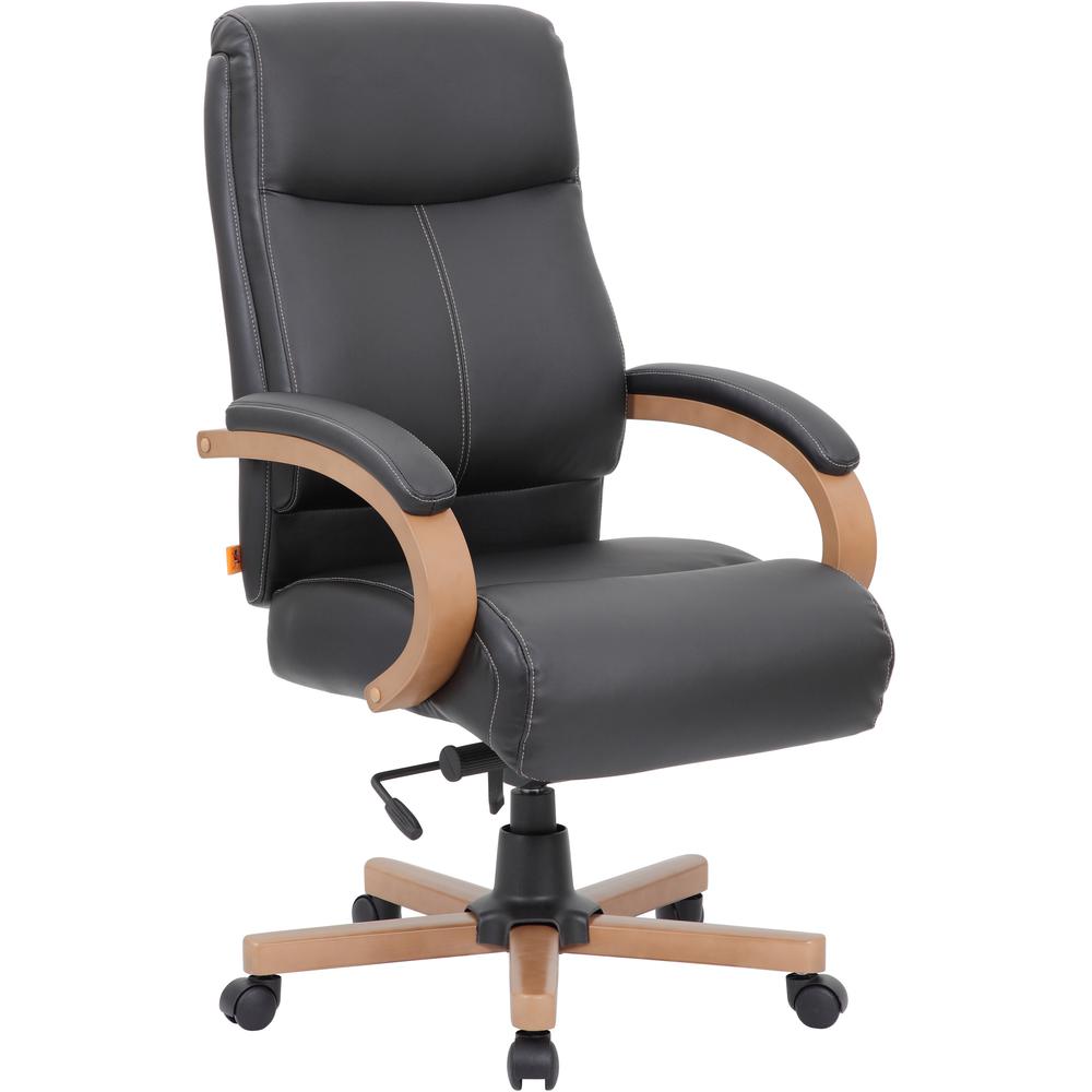 Lorell Executive Chair - Black Leather Seat - Black Leather Back - 1 Each. Picture 10