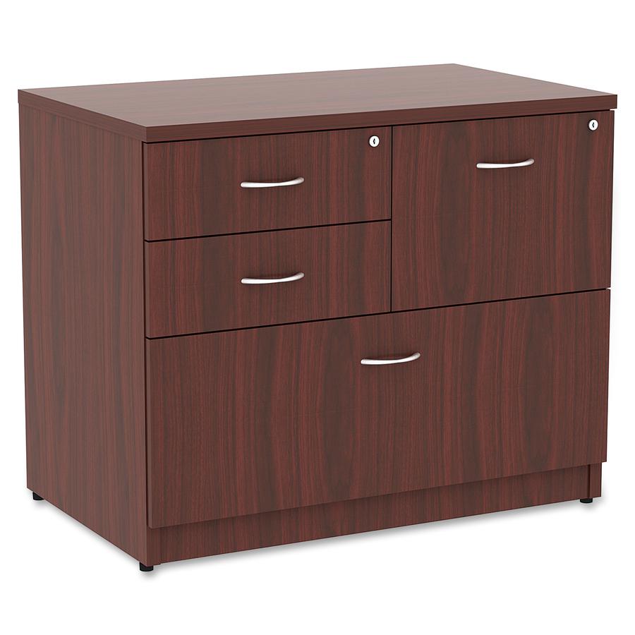 Lorell Essentials Series Box/Box/File Lateral File - 1" Side Panel, 0.1" Edge, 35.5" x 22"29.5" Lateral File - 4 x Box, File Drawer(s) - Mahogany Laminate Table Top - Versatile, Ball Bearing Glide, Dr. Picture 8