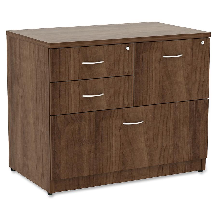 Lorell Essentials Series Box/Box/File Lateral File - 1" Side Panel, 0.1" Edge, 35.5" x 22"29.5" Lateral File - 4 x Box, File Drawer(s) - Walnut Laminate Table Top - Versatile, Ball Bearing Glide, Draw. Picture 9